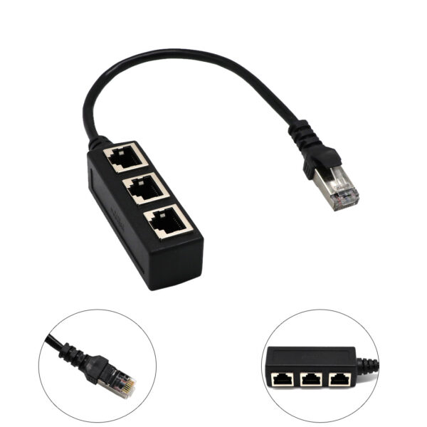 Network Cable Adapter Cable Connecting Line One Male 3 Bus CATE 6 Line - Image 3