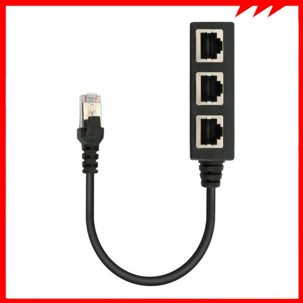 Network Cable Adapter Cable Connecting Line One Male 3 Bus CATE 6 Line - Image 5